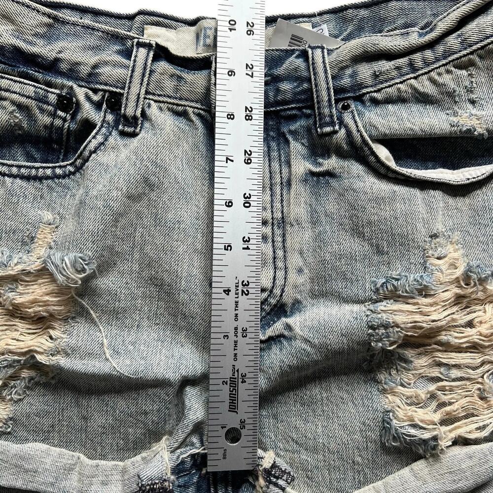 Brandy Melville Shorts Womens 26 Blue Distressed Denim Cut Off Cuffed High Waist - Picture 12 of 15